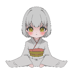 A girl in a kimono moves a little!