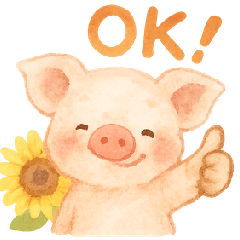 Cute Healing Pig & Sunflower Stickers