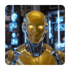 AI男性黄金ロボットスタンプ.