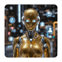 AI女性黄金ロボットスタンプ.