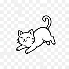 Simple Line Art Black Cat Stickers