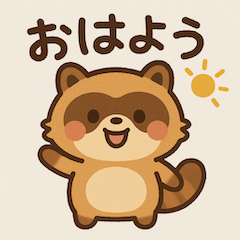 Cute and cheerful tanuki stickers