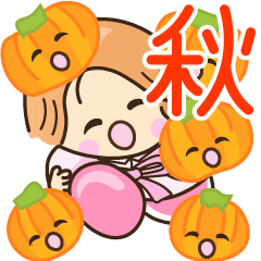 Pumpkin and cheerful autumn stickers