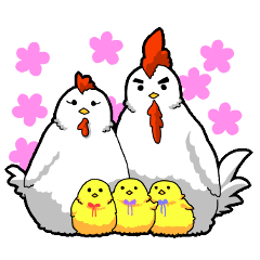 sticker of the family of the chicken