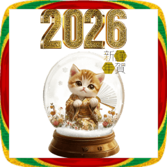 年末年始のスノードーム猫【あけおめ】
