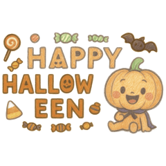 手繪風可愛南瓜-萬聖節快樂