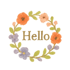 Embroidered Floral Wreath Stamp