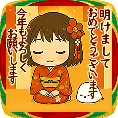 女の子と小鳥 お正月の出来事