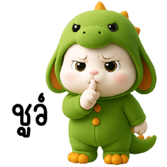 ต่ายน้อยแก้มป่อง ชุดไดโน น่ารัก