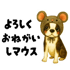 ボストンテリア★『日常ダジャレ』スタンプ