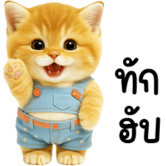 แมวส้มจิ๋วชุดเอี๊ยมน่ารัก