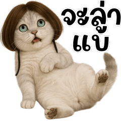 Cute and funny white cat, popular phrase