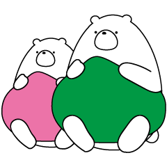 Polar bears with mochimochi cushion