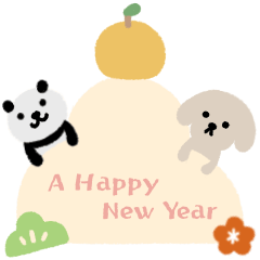 Winter sticker (a panda and dog)