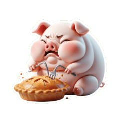 ぽっちゃりブタがずっと食べてる