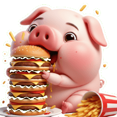 Pink Pig Got Too Fat and Needs to Di