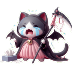 Grim Reaper Cat Is Tired of Work