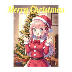 Merry Christmas!A cute girl Santa Claus.