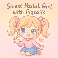 Sweet Pastel Girl with Pigtails