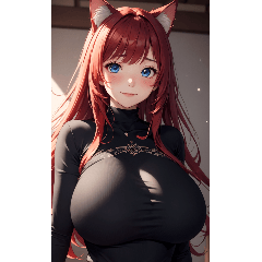 赤い猫女の写真