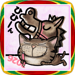 キジトラ猫お正月②