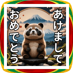 まんまる狸のあけおめスタンプ