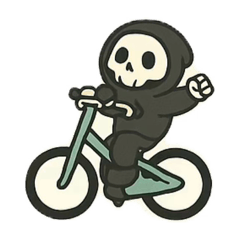 乗っている骸骨パーカー男