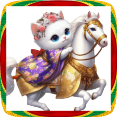 可愛い子猫と干支のお馬さん