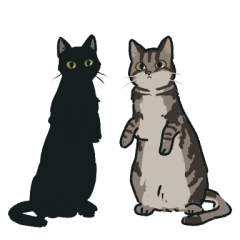 Black and Tabby cats
