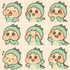 Mint Dino Baby Stickers