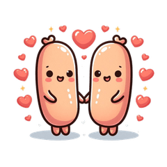可愛いソーセージカートゥーンステッカーで