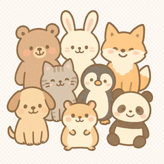 Hand-Drawn Animal Stickers