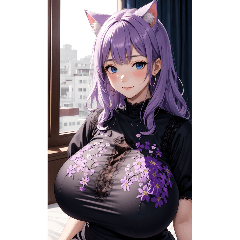 紫色の猫女写真2