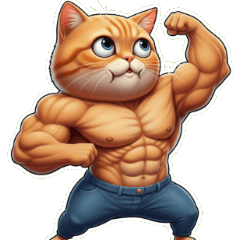 大きな頭のネコの変顔