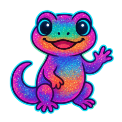 Glitter Neon Leopard Gecko Stickers