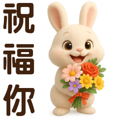 可愛奶白兔❤️實用問候貼