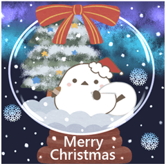 飛び出す!三毛猫とシマエナガ 冬スタンプ３