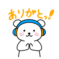 polar bear sticker with headphone