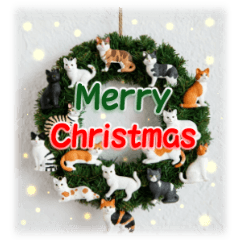 Cat Christmas tree, cake, wreath