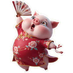 Babi Pink dengan Kostum Tradisional Duni