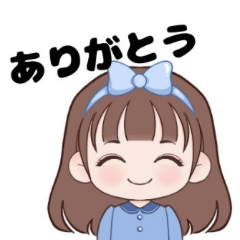 ブルーが可愛い女の子の挨拶スタンプ