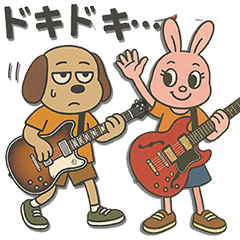ギター犬＆うさぎのスタンプ