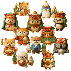 紙粘土動物の正月イベント