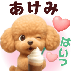 Pretty toy poodle 3D stickers1.1 Akemi