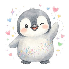 Fluffy Watercolor Baby Penguin