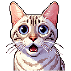 Pixel art no word snow bengal cat white