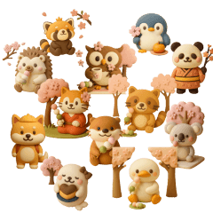 紙粘土動物の花見イベント