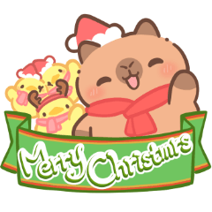 カピバラ サンタの帽子可愛い対話 2