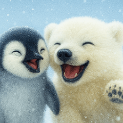 ♡冬のペンちゃん　キョクちゃん楽しい～♡