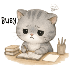 Grey cat so cute Work Work (EN)
